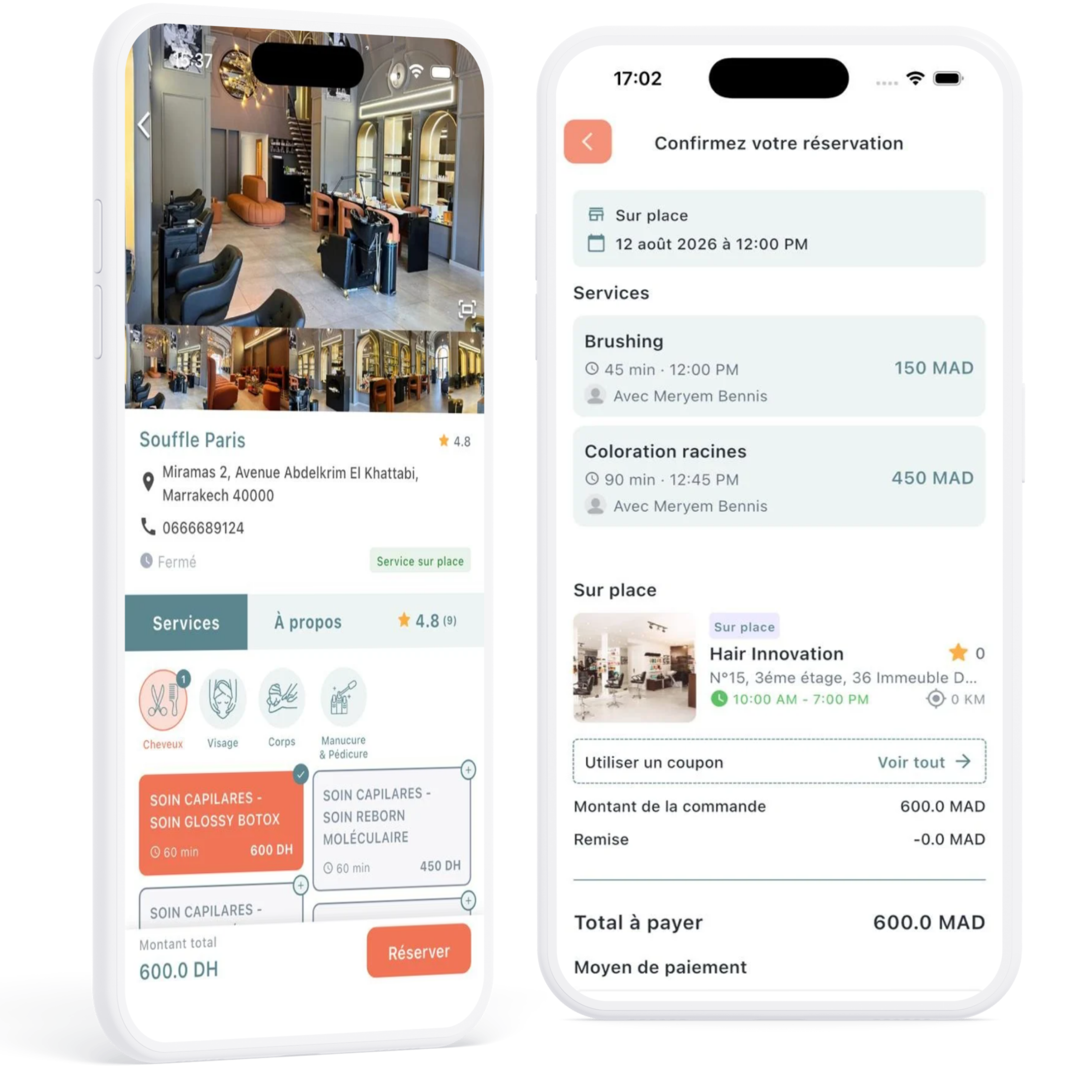 Aperçu de l'application Reservia
